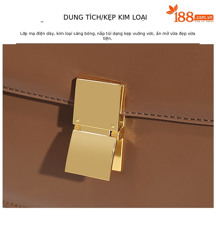 Túi đậu phụ da thật hình vuông nữ xách tay đeo chéo cao cấp — Cỡ lớn màu đen chất lượng cao, Cỡ lớn màu caramel Chất lượng cao, Cỡ nhỏ màu đen chất lượng cao, Cỡ nhỏ màu caramel Chất lượng cao chi tiết 11