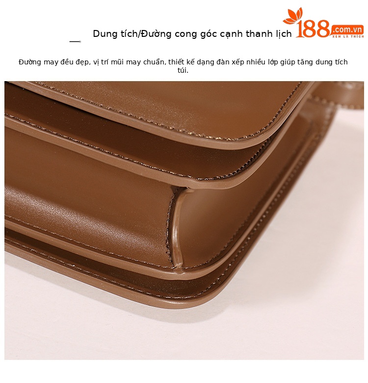 Túi đậu phụ da thật hình vuông nữ xách tay đeo chéo cao cấp — Cỡ lớn màu đen chất lượng cao, Cỡ lớn màu caramel Chất lượng cao, Cỡ nhỏ màu đen chất lượng cao, Cỡ nhỏ màu caramel Chất lượng cao chi tiết 13