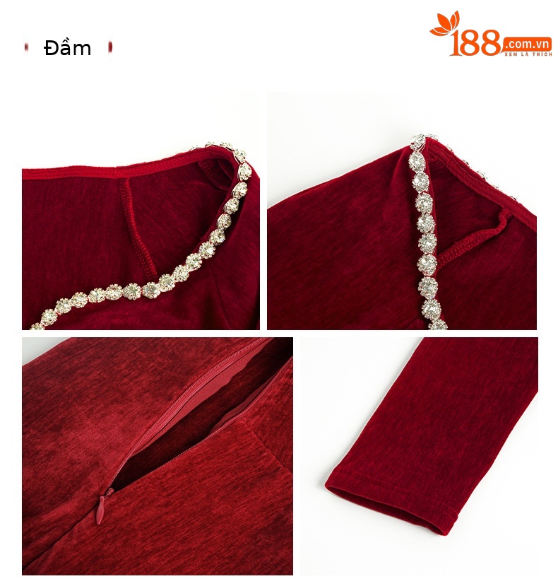 Đầm ôm body nữ cổ chữ V phong cách cung đình Pháp — Màu đen chi tiết 2