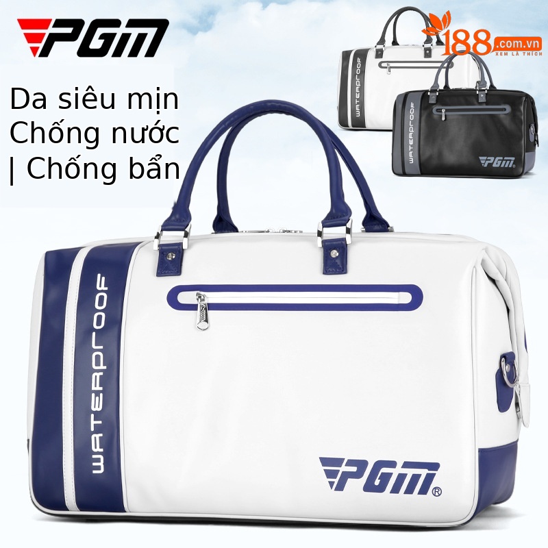 Túi đựng quần áo chơi gôn PGM da microfiber chống thấm nước, có ngăn giày riêng, kích thước 48×28×25 cm — YWB038-màu xám đen, YWB038-màu xám trắng, YWB038-Trắng xanh đậm