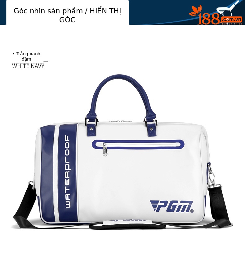 Túi đựng quần áo chơi gôn PGM da microfiber chống thấm nước, có ngăn giày riêng, kích thước 48×28×25 cm — YWB038-màu xám đen, YWB038-màu xám trắng, YWB038-Trắng xanh đậm chi tiết 7