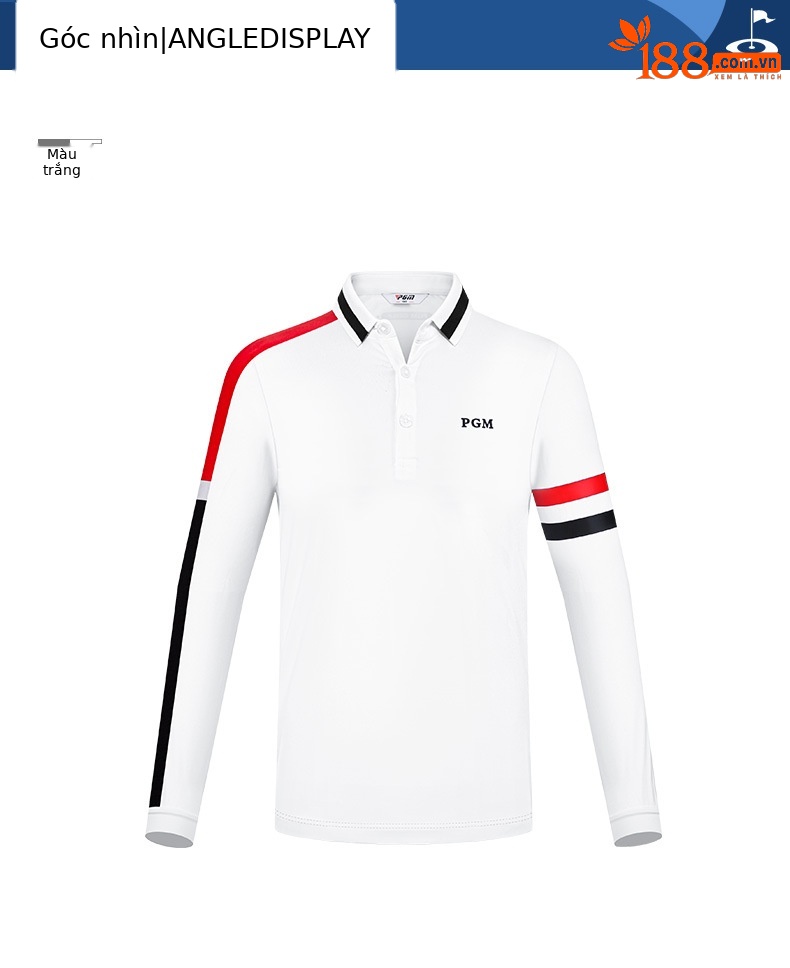 Áo thun dài tay golf bé trai PGM mùa thu đông — YF434-Áo màu trắng, YF459-màu xanh lá cây, YF459-màu trắng, YF434-Áo màu xanh nước biển chi tiết 9
