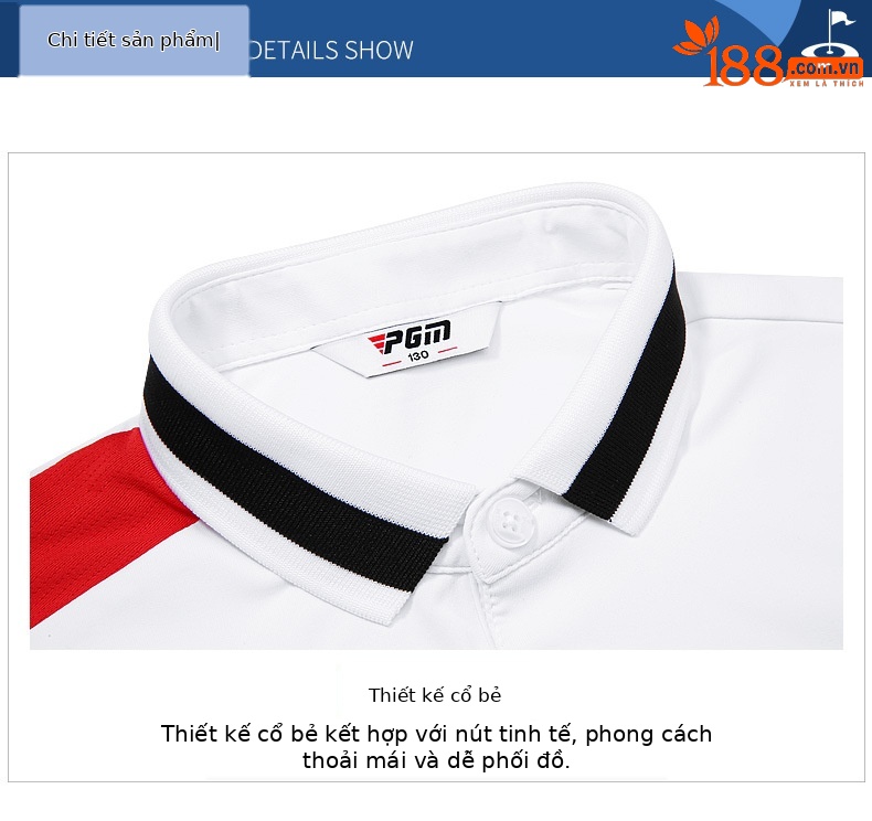 Áo thun dài tay golf bé trai PGM mùa thu đông — YF434-Áo màu trắng, YF459-màu xanh lá cây, YF459-màu trắng, YF434-Áo màu xanh nước biển chi tiết 18