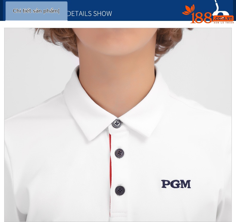 Áo thun dài tay golf bé trai PGM mùa thu đông — YF434-Áo màu trắng, YF459-màu xanh lá cây, YF459-màu trắng, YF434-Áo màu xanh nước biển chi tiết 28