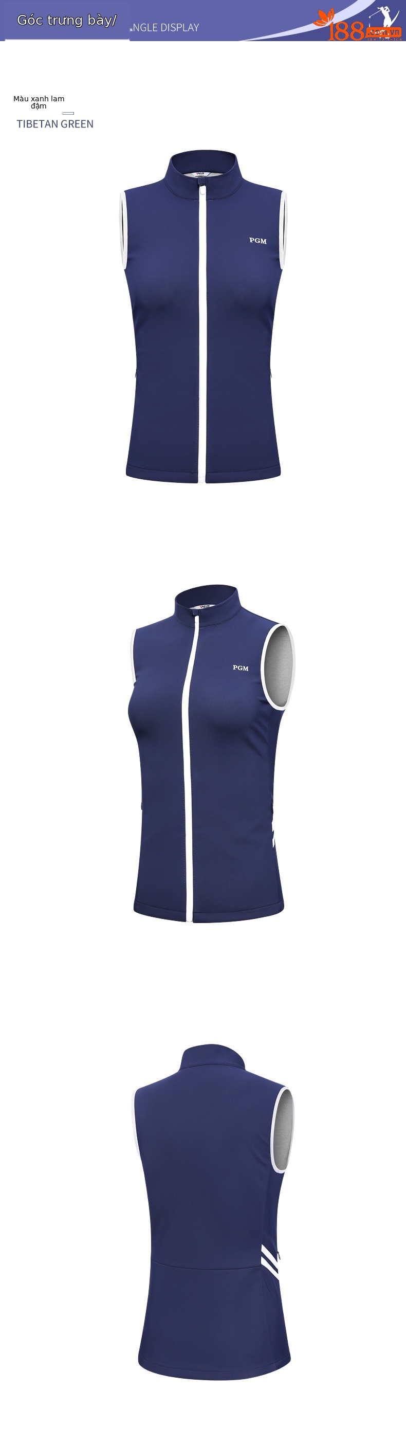 Áo ghi lê golf nữ PGM giữ ấm chống gió dáng dài — YF474-Đen, YF474-màu xanh nước biển, YF474-Kaki, YF474-màu trắng chi tiết 7