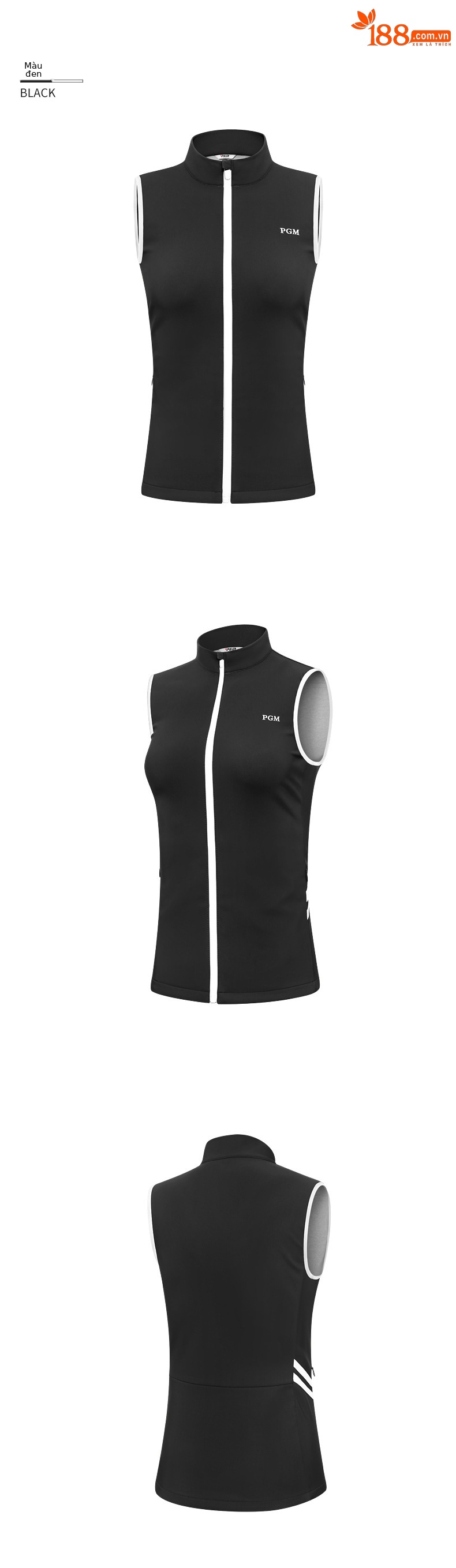 Áo ghi lê golf nữ PGM giữ ấm chống gió dáng dài — YF474-Đen, YF474-màu xanh nước biển, YF474-Kaki, YF474-màu trắng chi tiết 8