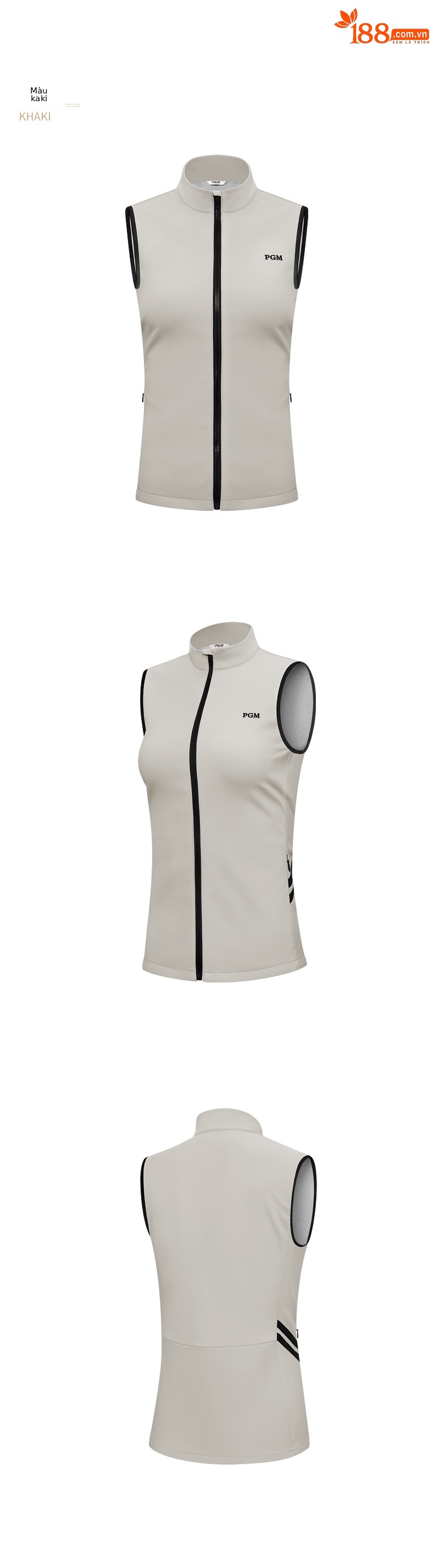 Áo ghi lê golf nữ PGM giữ ấm chống gió dáng dài — YF474-Đen, YF474-màu xanh nước biển, YF474-Kaki, YF474-màu trắng chi tiết 10