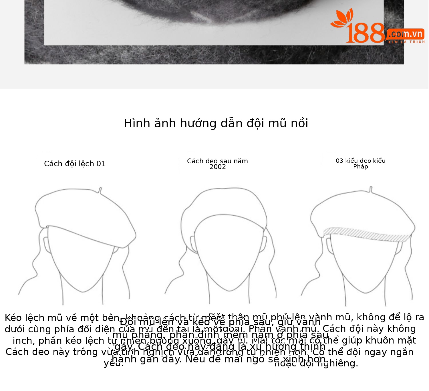 Mũ nồi nữ thu đông kiểu bí ngô, lông thỏ giả, bảo vệ tai, co giãn 55–58 cm — Màu đen chi tiết 20