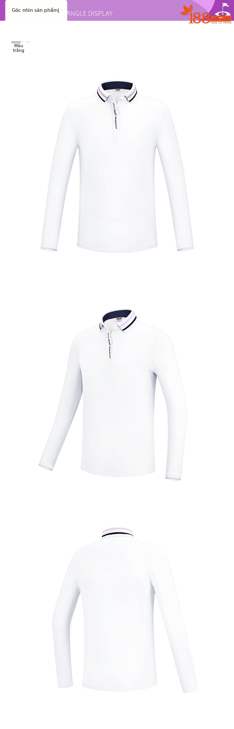 Set áo quần golf dài tay bé gái mùa thu đông vải co giãn cao — YF453-màu trắng, YF453-màu tím nhạt chi tiết 6
