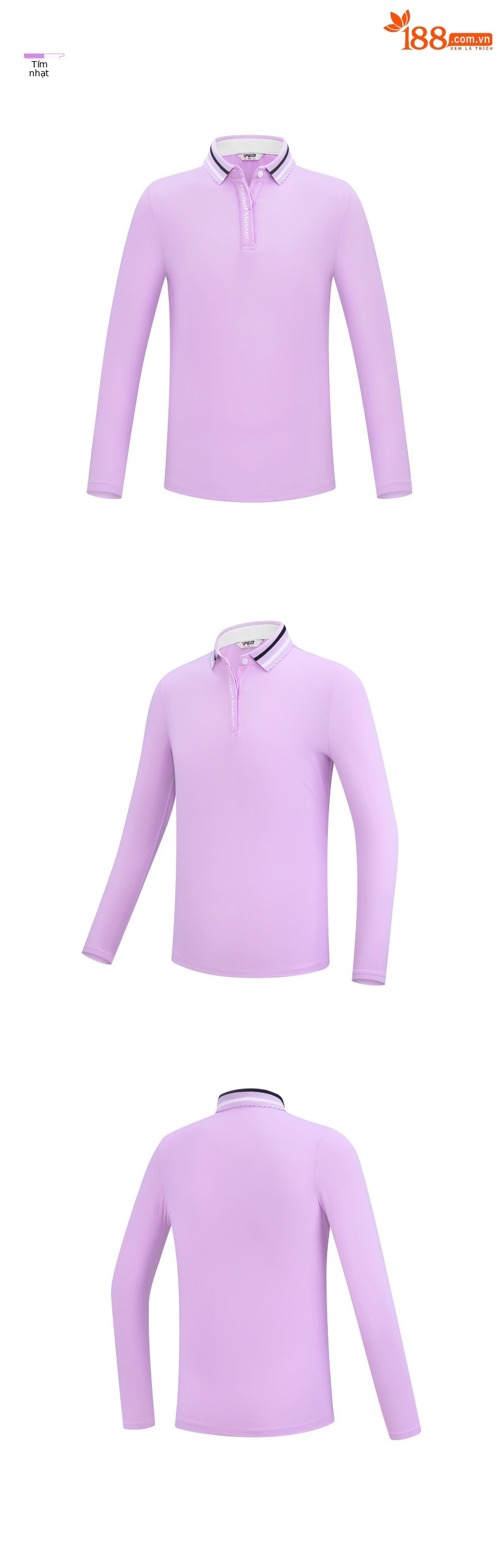 Set áo quần golf dài tay bé gái mùa thu đông vải co giãn cao — YF453-màu trắng, YF453-màu tím nhạt chi tiết 7