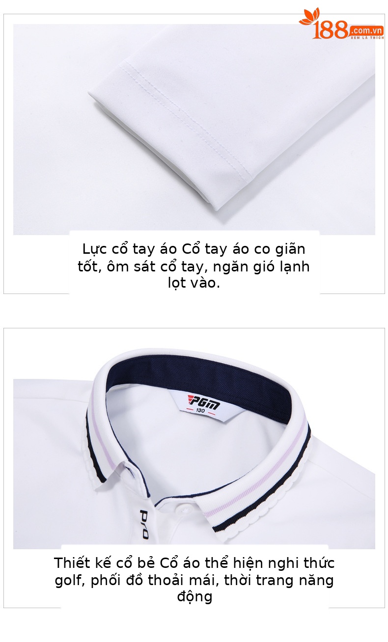 Set áo quần golf dài tay bé gái mùa thu đông vải co giãn cao — YF453-màu trắng, YF453-màu tím nhạt chi tiết 9