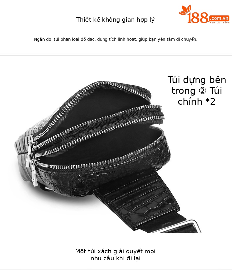 Túi đeo chéo nam da thật họa tiết bụng cá sấu YAQILUO phong cách đô thị đơn giản chi tiết 6