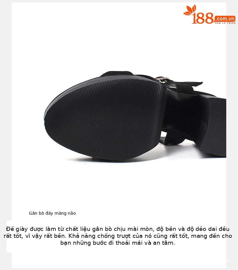 Sandal nữ cao gót 14 cm đế xuồng hở mũi quai ngang phong cách dạ tiệc — Màu Sâm panh chi tiết 3