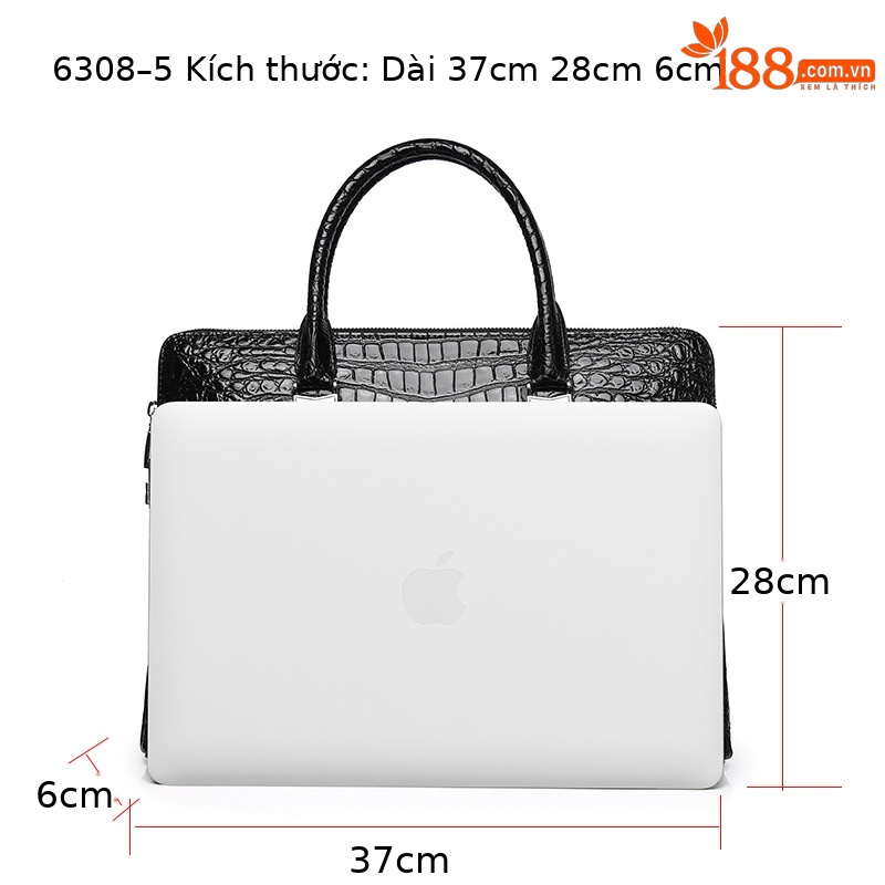Cặp da nam vân cá sấu khóa mật mã đựng laptop chi tiết 10