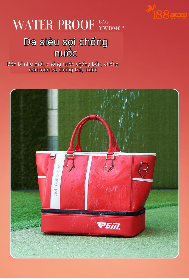 Túi đựng quần áo golf PGM chống nước siêu nhẹ có ngăn giày riêng 41×25×34 cm — YWB040-màu đỏ, YWB040-màu hồng, YWB040-màu đỏ hoa hồng, YWB040-màu xanh lá cây chi tiết 5