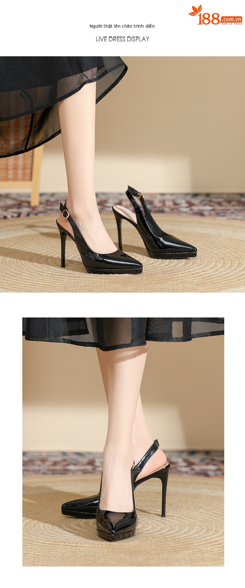 Sandal cao gót mũi nhọn bít mũi gót 10 cm phong cách Hàn Quốc — Màu nude-10cm chi tiết 4