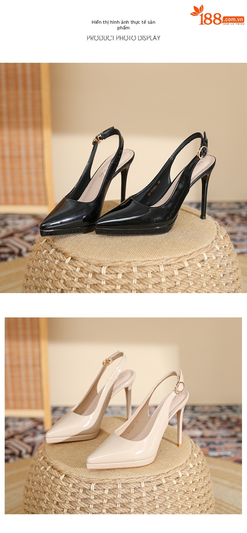 Sandal cao gót mũi nhọn bít mũi gót 10 cm phong cách Hàn Quốc — Màu nude-10cm chi tiết 9