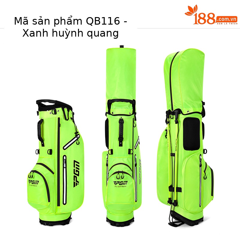 Túi đựng gậy golf PGM kiểu Hàn Quốc có chân đế, nhẹ, chống nước — QB116-Xanh huỳnh quang