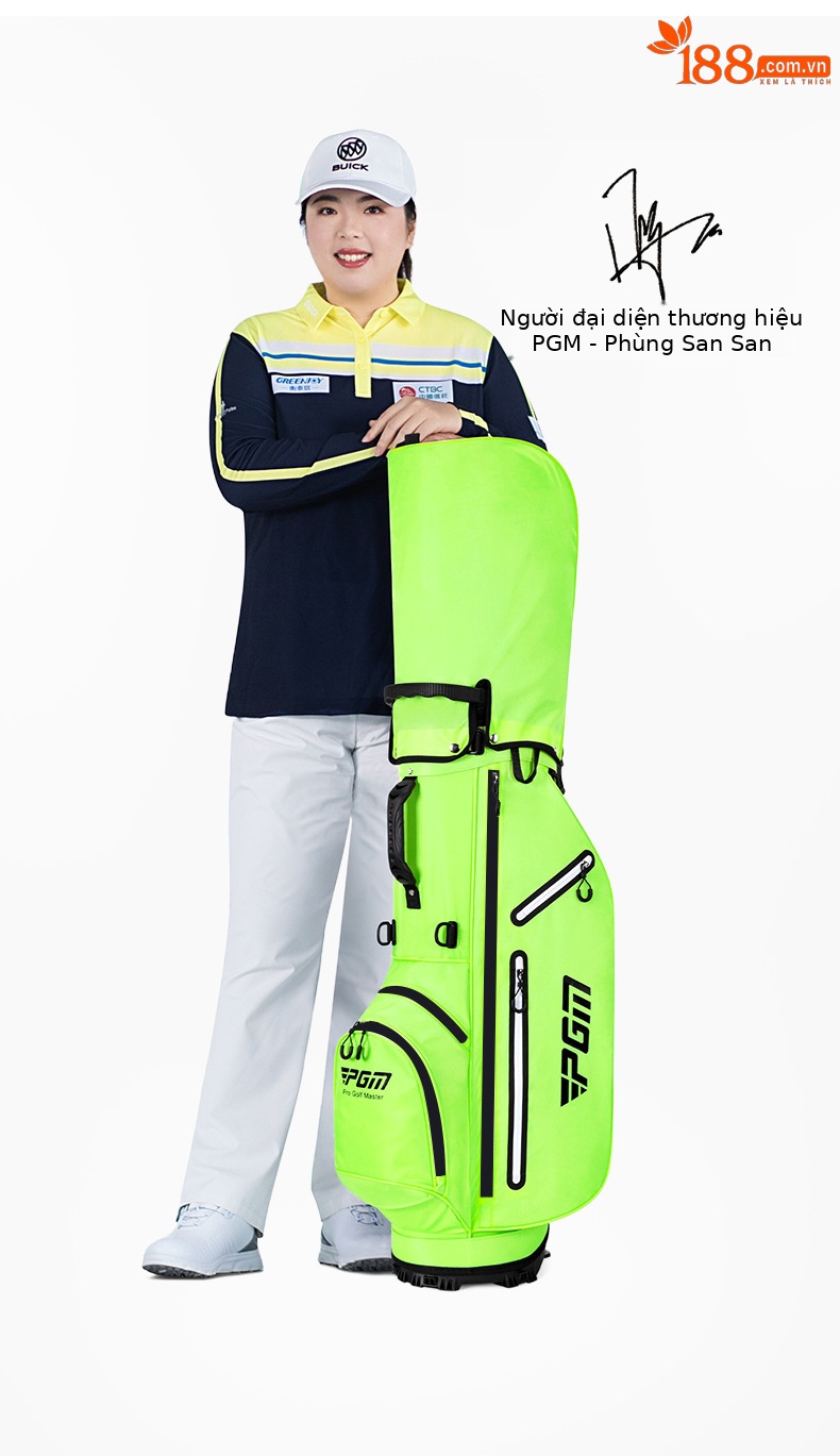 Túi đựng gậy golf PGM kiểu Hàn Quốc có chân đế, nhẹ, chống nước — QB116-Xanh huỳnh quang chi tiết 15