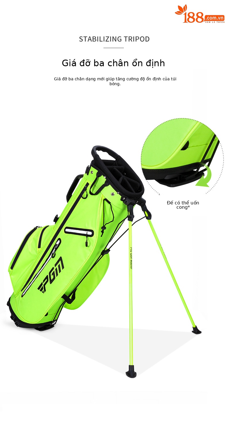 Túi đựng gậy golf PGM kiểu Hàn Quốc có chân đế, nhẹ, chống nước — QB116-Xanh huỳnh quang chi tiết 17