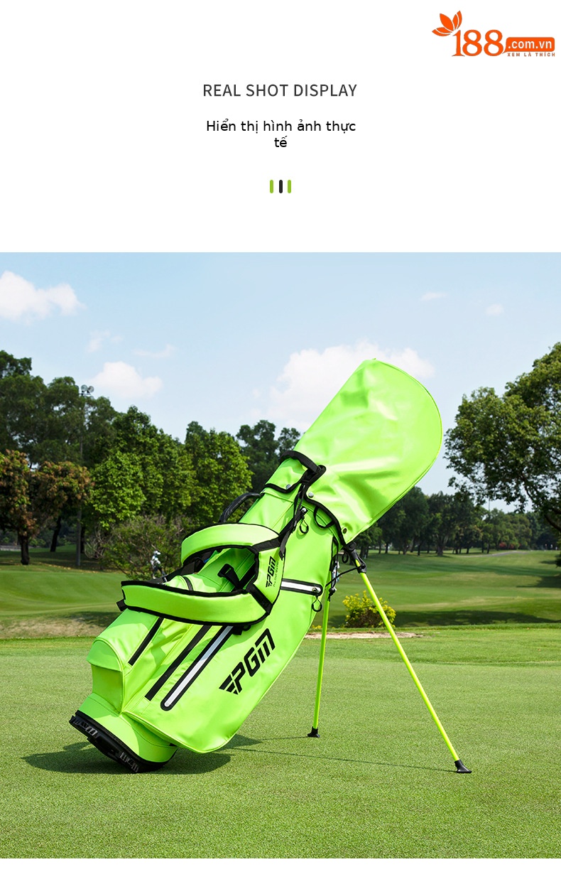 Túi đựng gậy golf PGM kiểu Hàn Quốc có chân đế, nhẹ, chống nước — QB116-Xanh huỳnh quang chi tiết 20