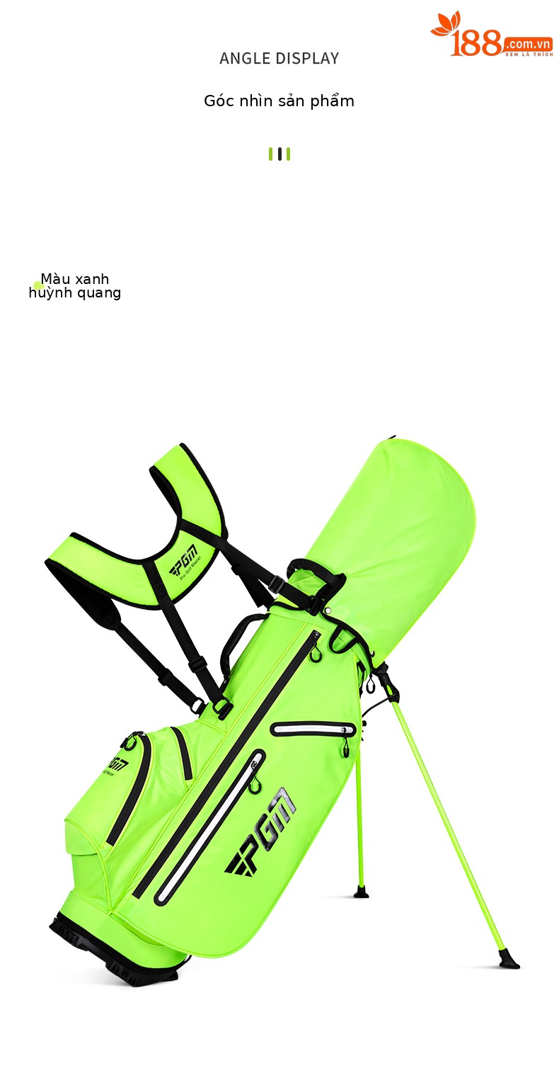 Túi đựng gậy golf PGM kiểu Hàn Quốc có chân đế, nhẹ, chống nước — QB116-Xanh huỳnh quang chi tiết 23