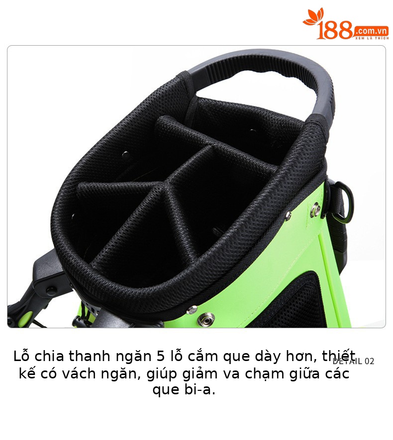 Túi đựng gậy golf PGM kiểu Hàn Quốc có chân đế, nhẹ, chống nước — QB116-Xanh huỳnh quang chi tiết 26