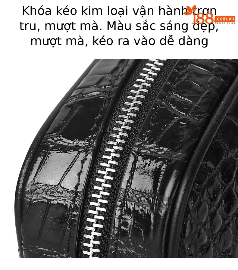 Túi đeo chéo da bò họa tiết bụng cá sấu nam sức chứa lớn chi tiết 8