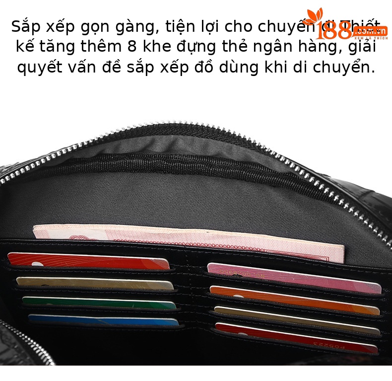 Túi đeo chéo da bò họa tiết bụng cá sấu nam sức chứa lớn chi tiết 10