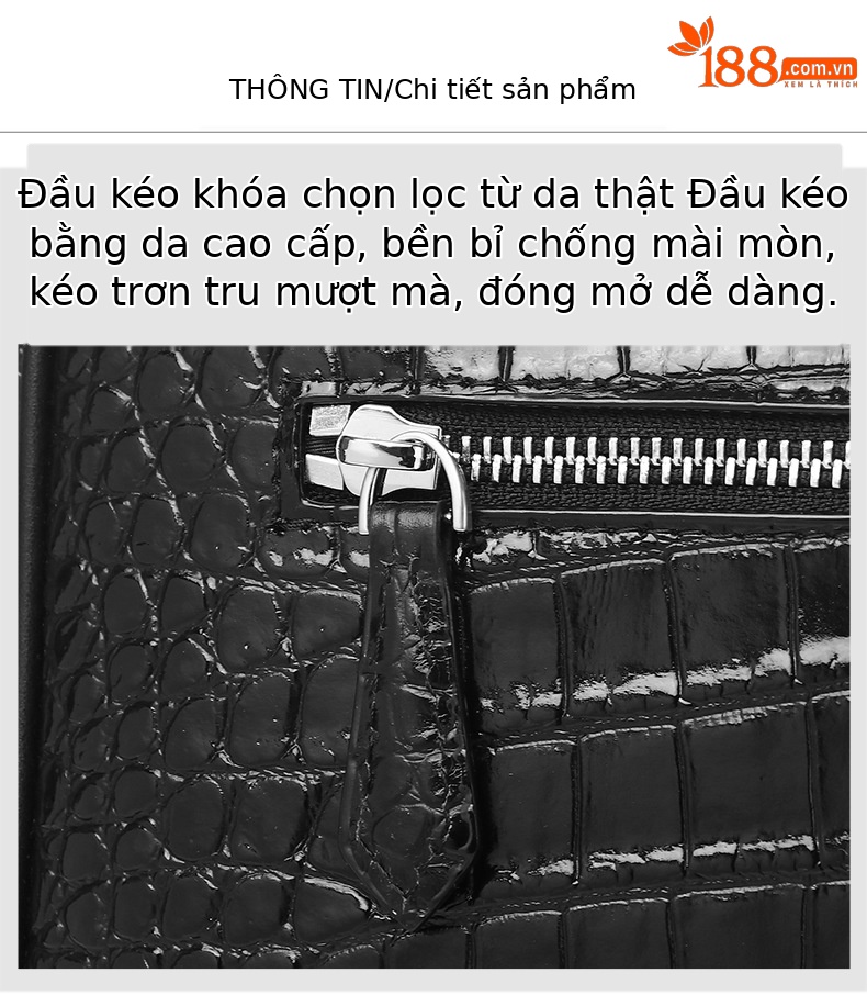 Túi đeo chéo da bò họa tiết bụng cá sấu nam sức chứa lớn chi tiết 23