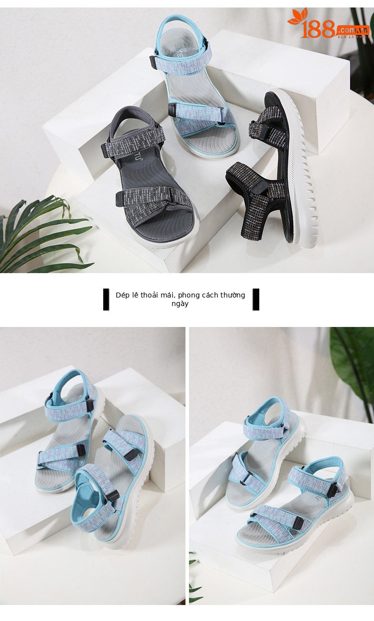 Dép sandal thể thao nữ quai chữ V đế wedge MD nhẹ êm — Màu đen, Màu xanh lam, Siêu nhẹ/thoải mái/chống trượt/sau khi bán lẻ, Màu xám chi tiết 7