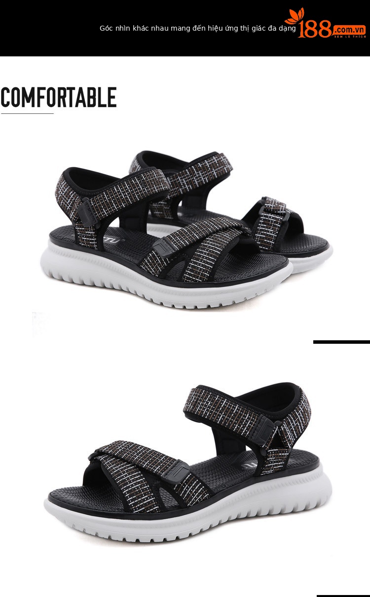 Dép sandal thể thao nữ quai chữ V đế wedge MD nhẹ êm — Màu đen, Màu xanh lam, Siêu nhẹ/thoải mái/chống trượt/sau khi bán lẻ, Màu xám chi tiết 26