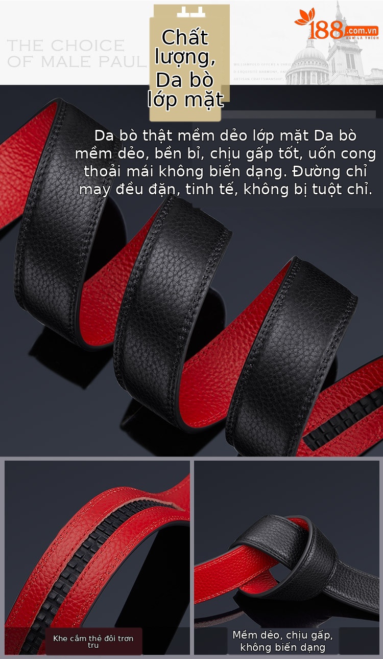 Thắt lưng da bò thật nam cao cấp khóa kim loại — 120cm, 130cm, 110cm, 125cm chi tiết 8