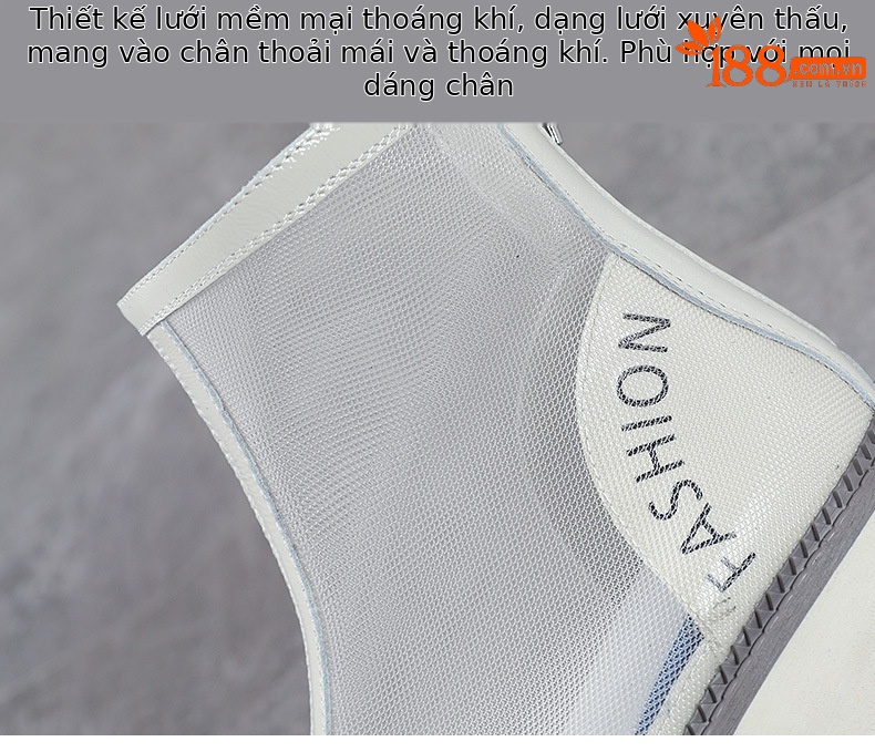 Boot lưới Martin nữ da bò thật đế bằng, kiểu dáng lỗ rỗng thoáng khí — Màu be chi tiết 5