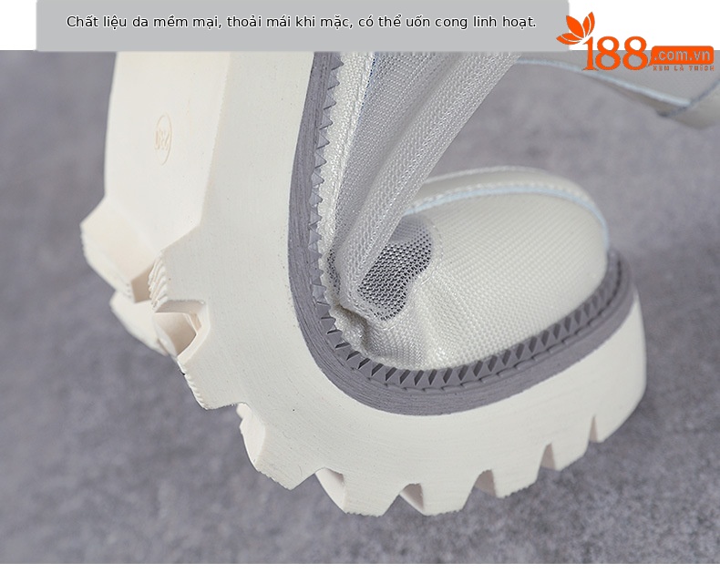 Boot lưới Martin nữ da bò thật đế bằng, kiểu dáng lỗ rỗng thoáng khí — Màu be chi tiết 8