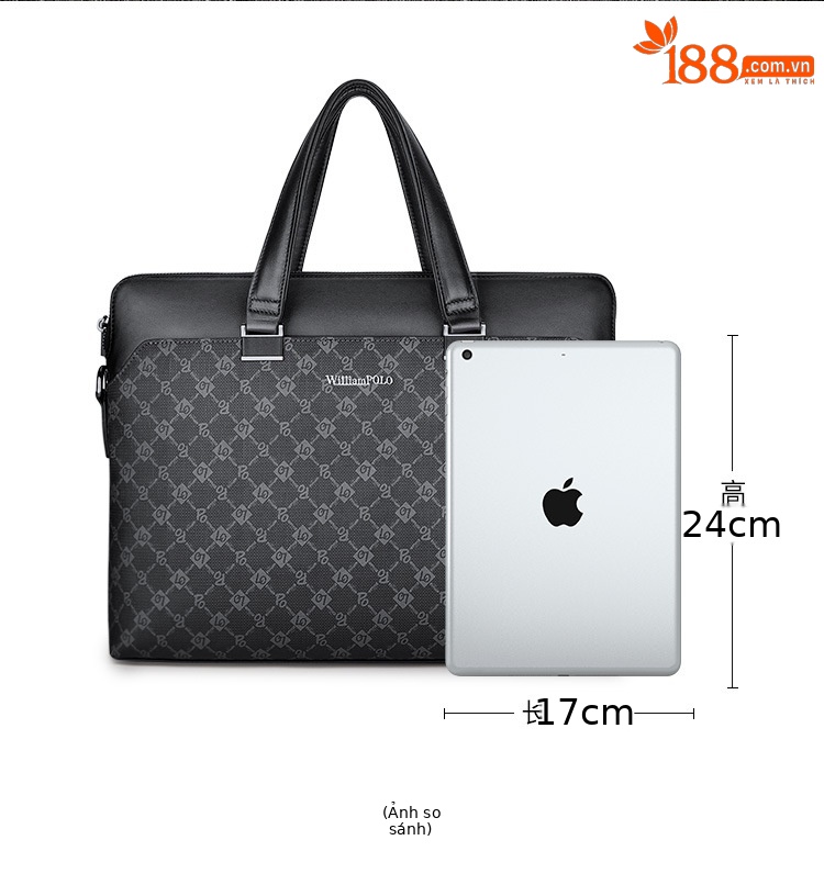 Cặp công sở nam PVC chịu mài mòn đựng laptop 15 inch dung tích lớn — Màu đen chi tiết 5