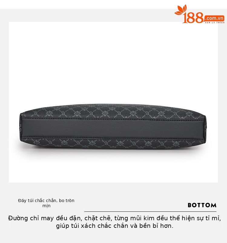 Cặp công sở nam PVC chịu mài mòn đựng laptop 15 inch dung tích lớn — Màu đen chi tiết 10