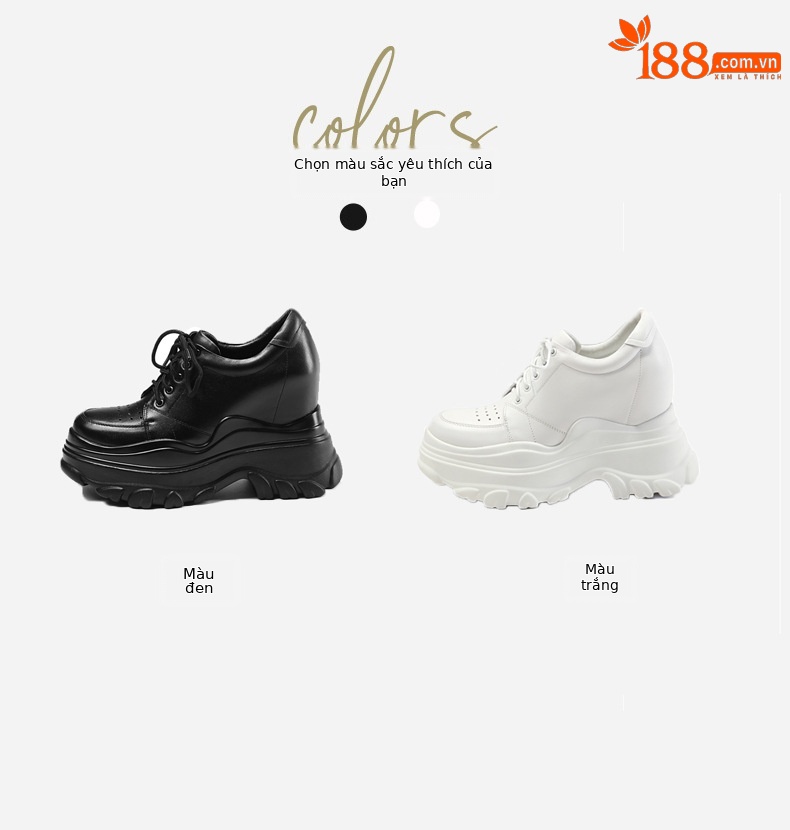 Giày sneaker platform nữ mũi tròn đế bánh xốp cao 12 cm — Màu đen chi tiết 1