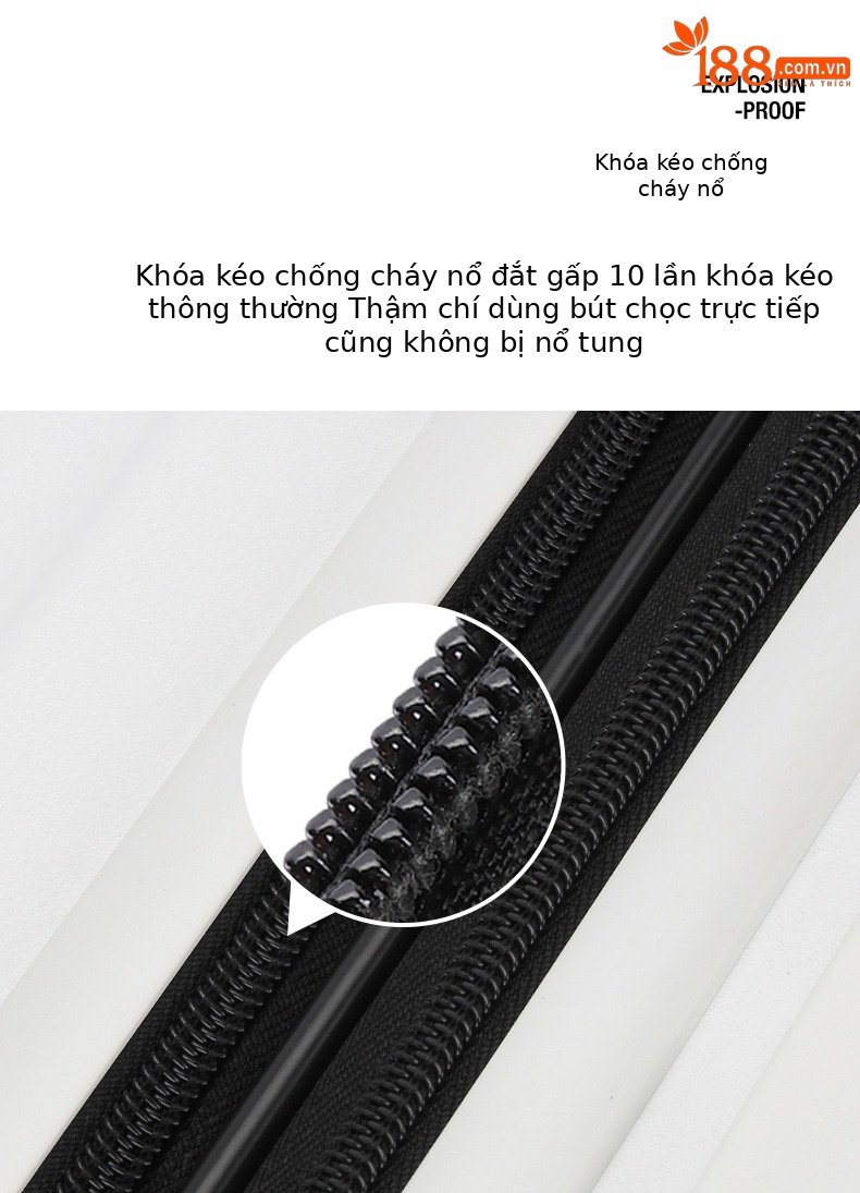 Vali kéo 20 inch đa năng cho học sinh, bánh xe xoay 360 độ, mở rộng dung tích — Xám đậm, Màu đen, Trắng sữa chi tiết 5
