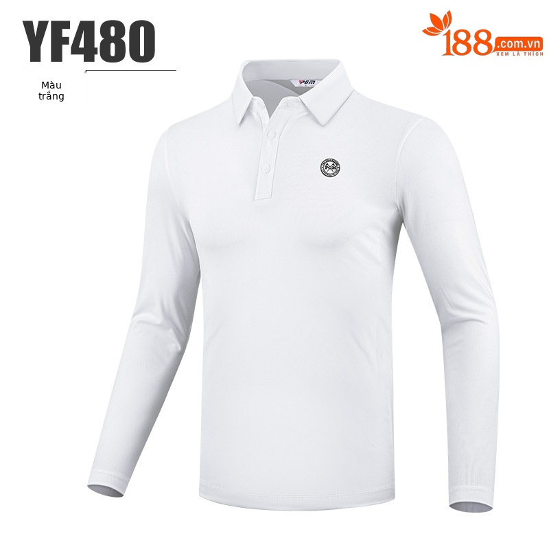 Áo polo nam dài tay cổ lật PGM mùa đông — YF480-màu trắng, YF480-màu xám, YF480-Đen