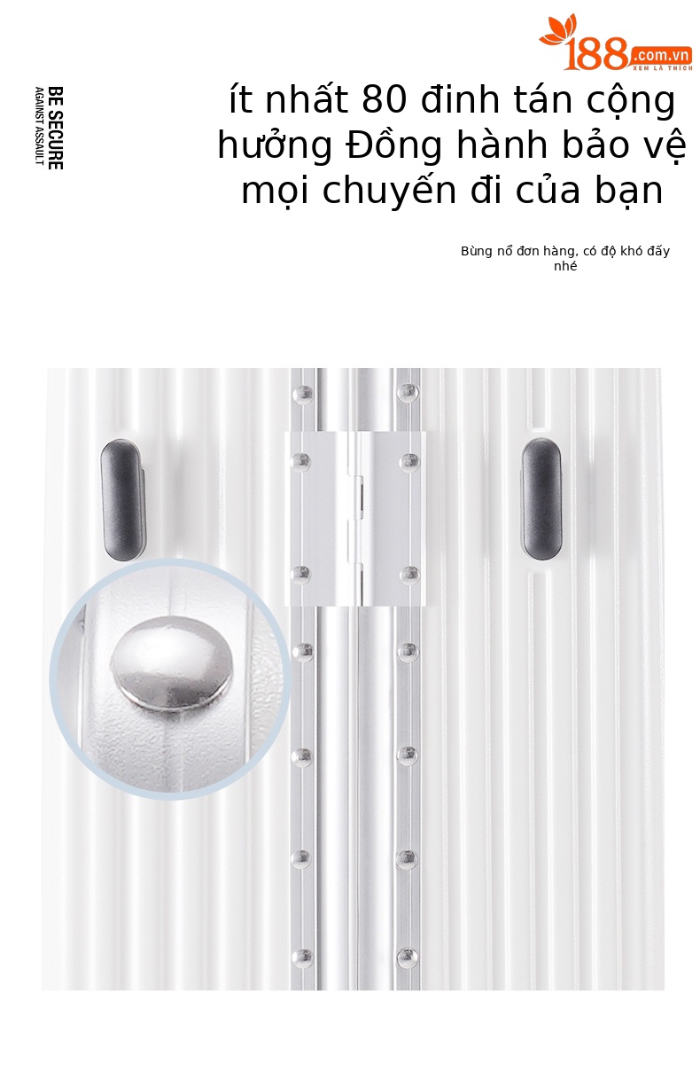 Vali khung nhôm sọc dọc nữ bánh xe phanh khóa số 24 inch — Màu đen, Màu trắng, Xanh mực chi tiết 7