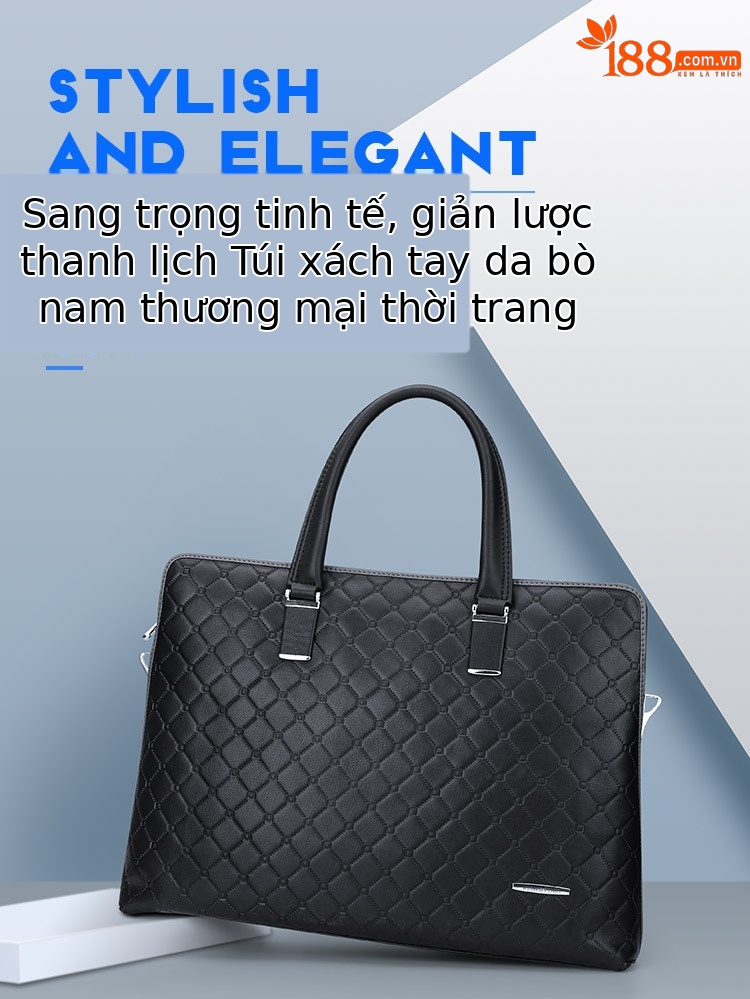 Cặp xách nam da bò dung tích lớn, túi đựng tài liệu chống thấm, chống mài mòn chi tiết 1