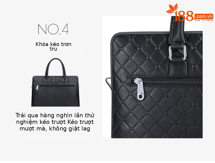 Cặp xách nam da bò dung tích lớn, túi đựng tài liệu chống thấm, chống mài mòn chi tiết 5