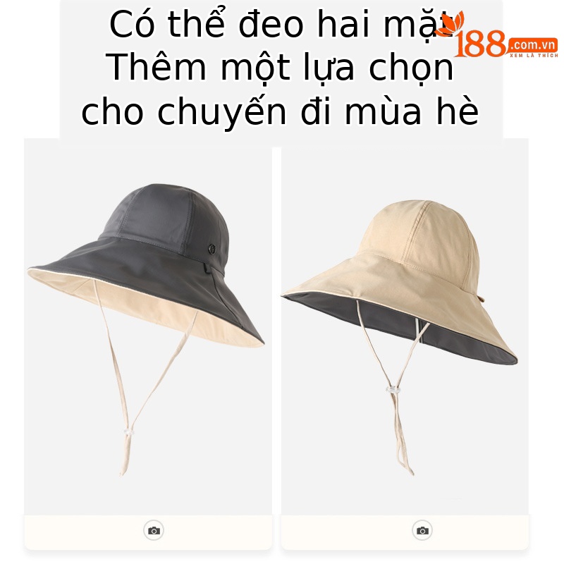 Mũ chống nắng nữ vành rộng hai mặt, chất liệu sợi mát, chống tia UV, đi biển thời trang — Tím khoai môn