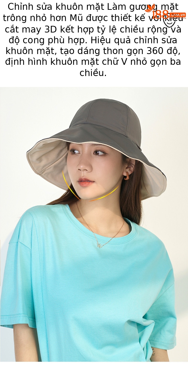 Mũ chống nắng nữ vành rộng hai mặt, chất liệu sợi mát, chống tia UV, đi biển thời trang — Tím khoai môn chi tiết 10
