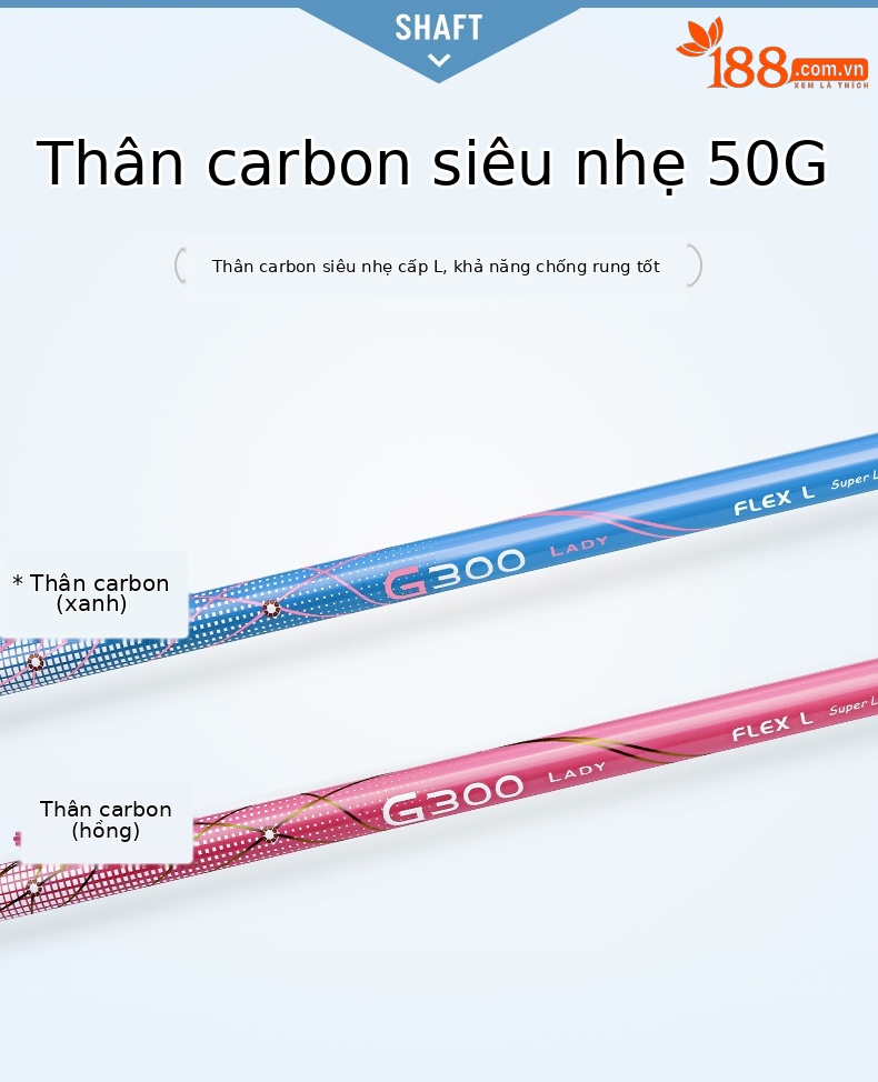 Gậy đánh golf nữ số 7 bằng thép không gỉ, tay phải, thân carbon hoặc thép — TIG035-Thanh carbon màu hồng 7 #, TIG035-Thanh carbon 7 # màu xanh, TIG035-Trục thép 7 # chi tiết 5