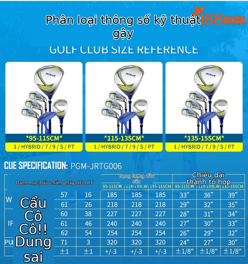 Bộ gậy golf trẻ em PGM NSR Junior nhẹ cho bé trai mới bắt đầu — Bộ trẻ em tùy chỉnh JRTG006 chi tiết 6