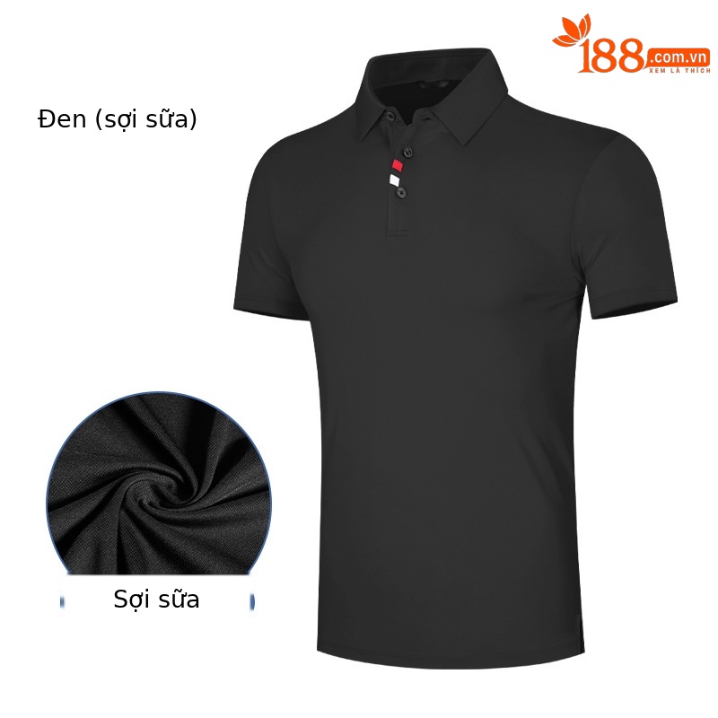 Tay áo ngắn màu đen (Vải Lụa Sữa)