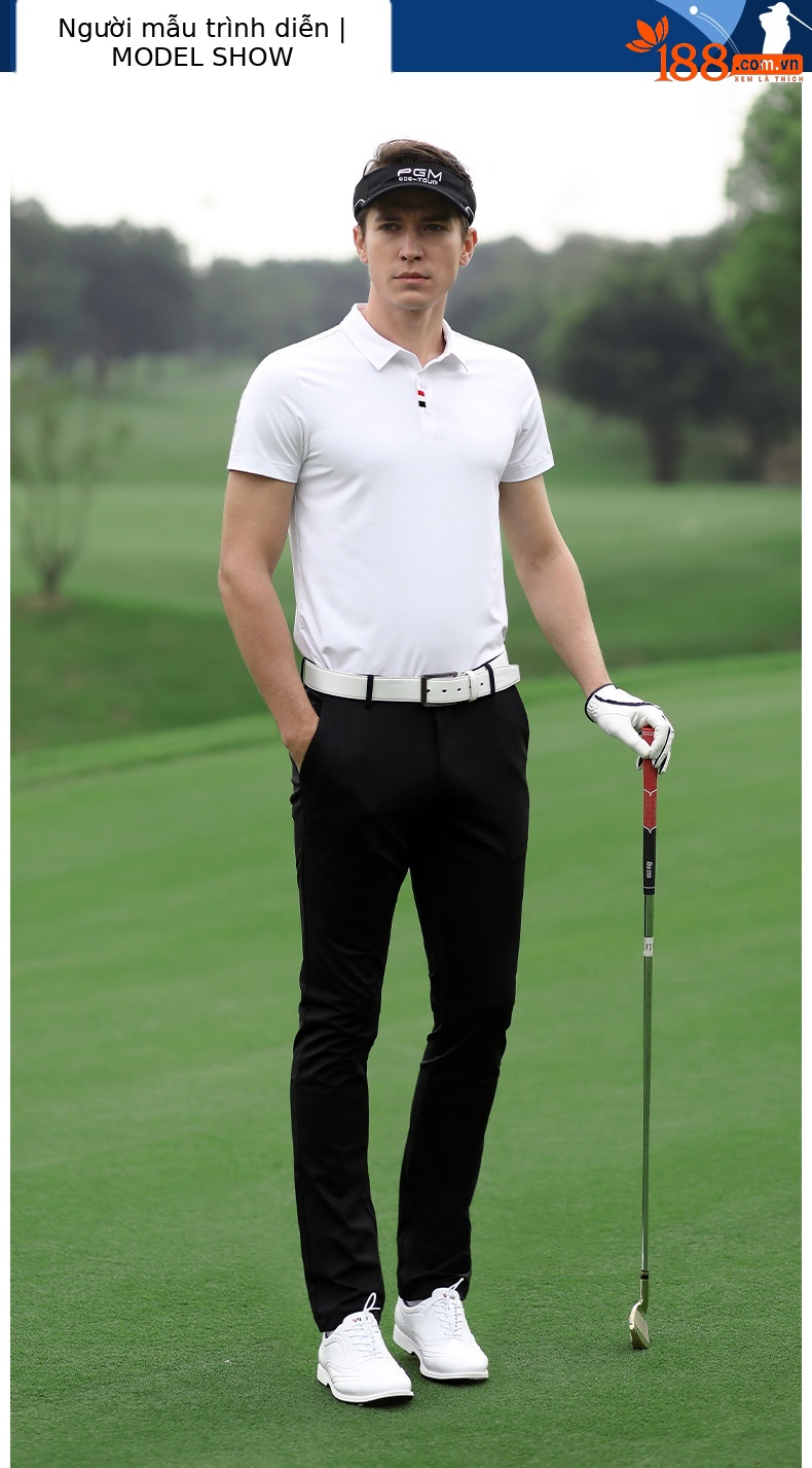 Áo thun golf nam ngắn tay thoáng khí nhanh khô chất liệu vải goff — Tay ngắn màu đen (Vải đính cườm) Tay ngắn màu đen (Vải đính cườm), Màu xanh navy, Màu hồng, Tay áo ngắn màu đen (Vải Lụa Sữa) chi tiết 5