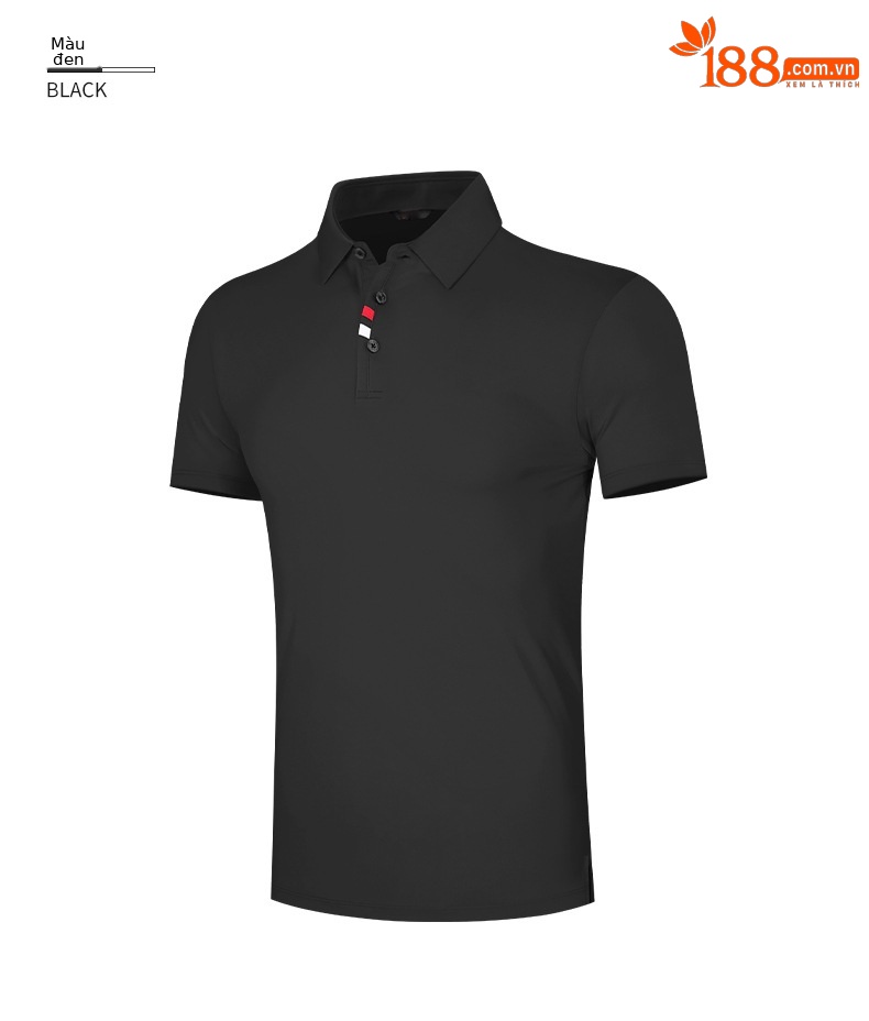 Áo thun golf nam ngắn tay thoáng khí nhanh khô chất liệu vải goff — Tay ngắn màu đen (Vải đính cườm) Tay ngắn màu đen (Vải đính cườm), Màu xanh navy, Màu hồng, Tay áo ngắn màu đen (Vải Lụa Sữa) chi tiết 18